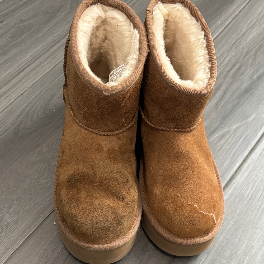 Brown Suede Shearling Boots